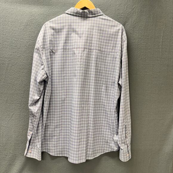 Fish Hippie Shirt Mens 2XL XXL Blue Plaid Coastal Button Up Flatwater Collection - Picture 3 of 7